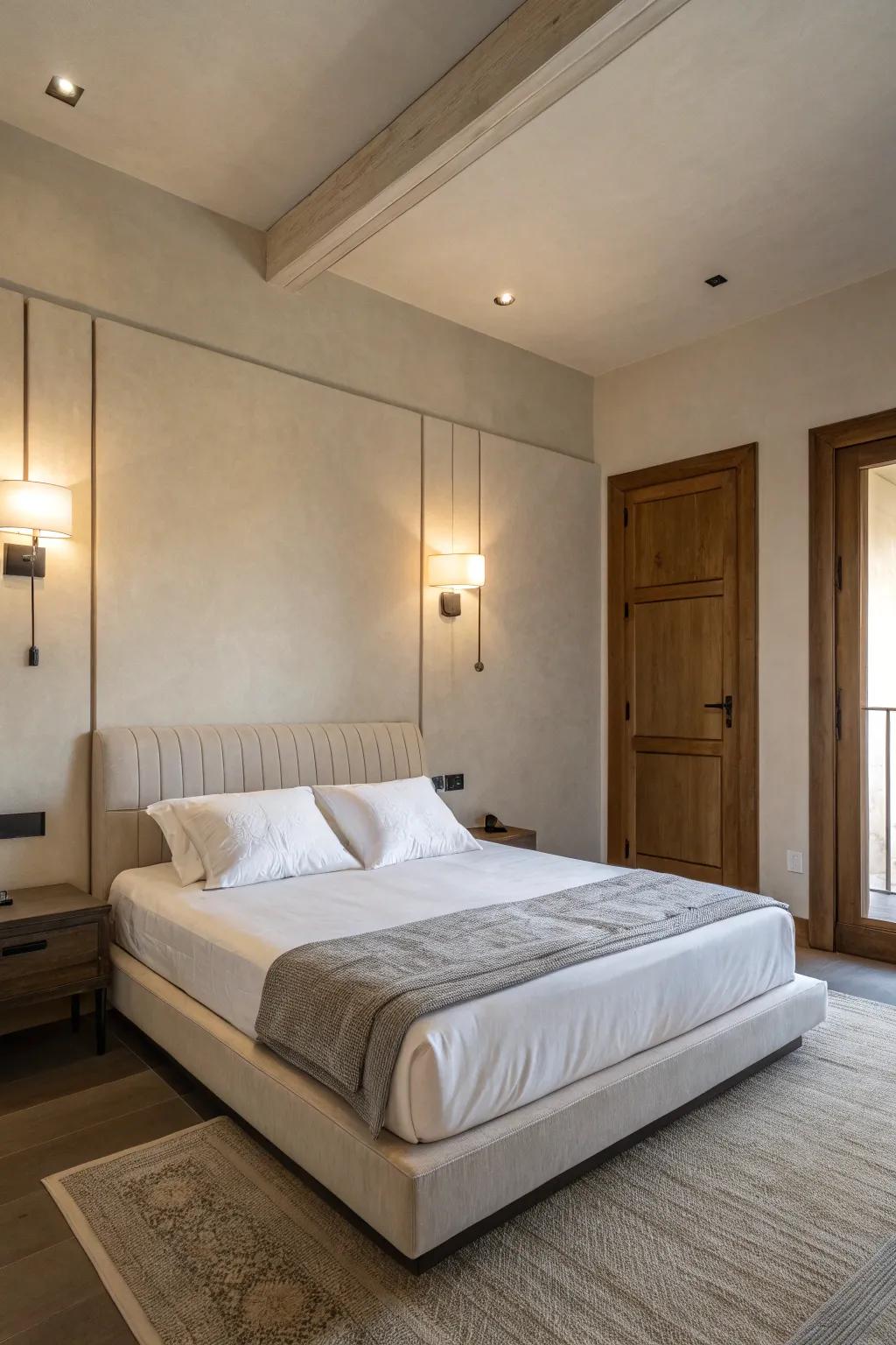 Minimalist lights maintain a peaceful, uncluttered aesthetic.