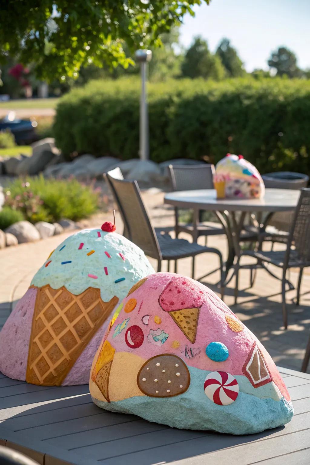 Sweeten your environment with stones featuring frozen confections and sweets.