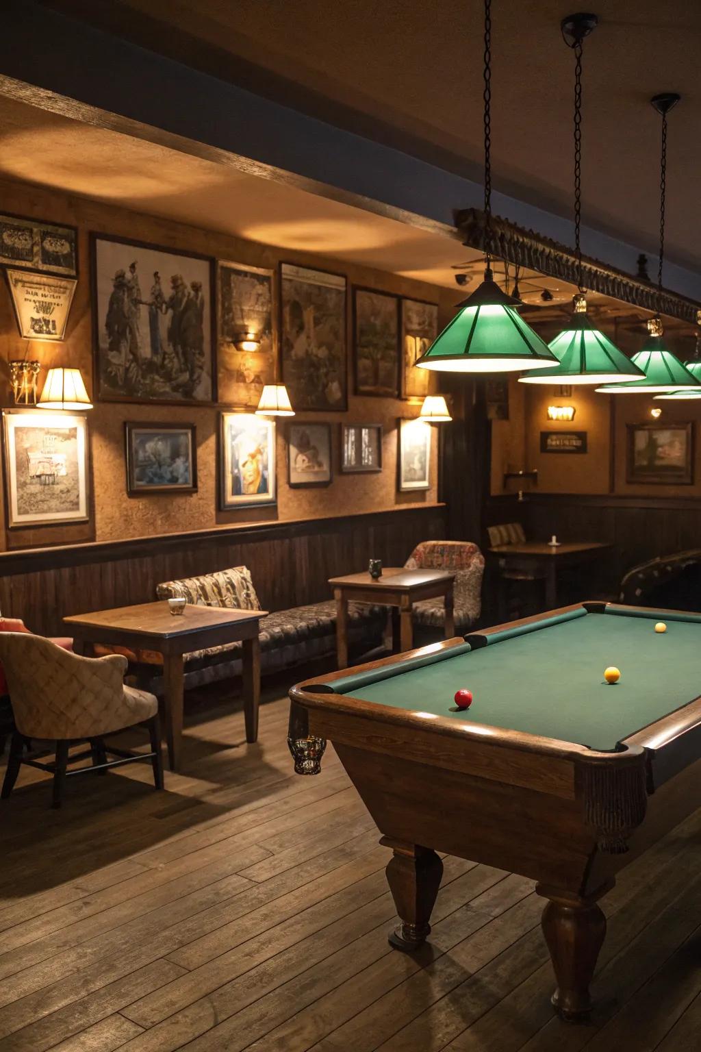 Atmospheric illumination sets a comfortable ambiance within your billiard space.