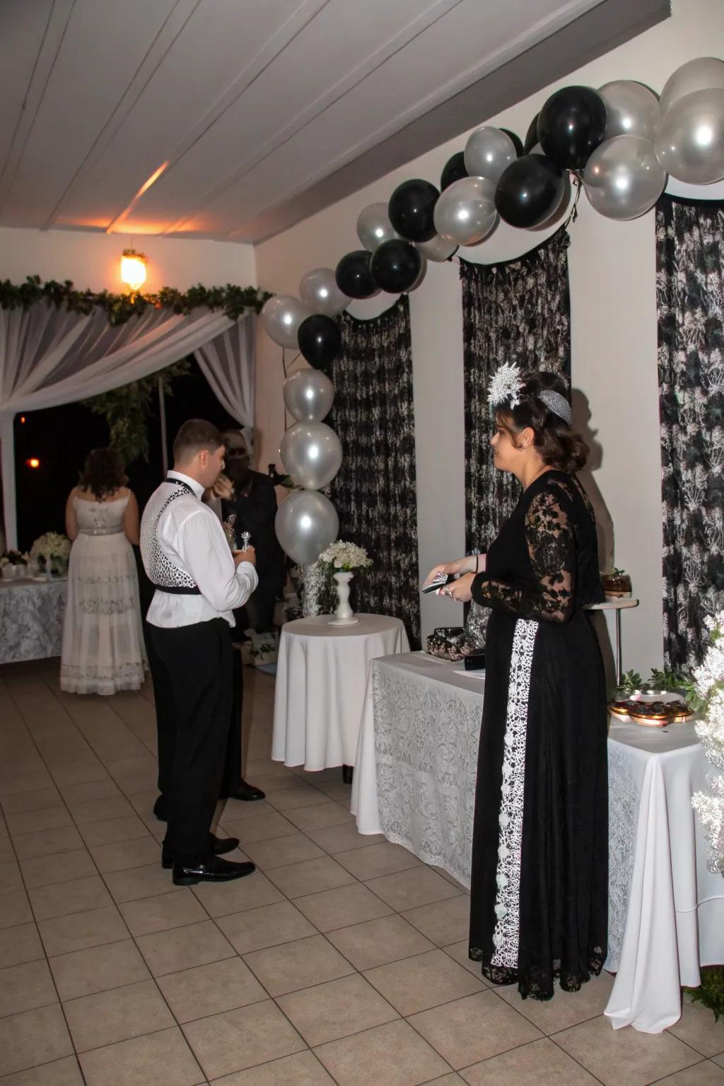 An elegant black and white theme ensures you're celebrating in timeless style.
