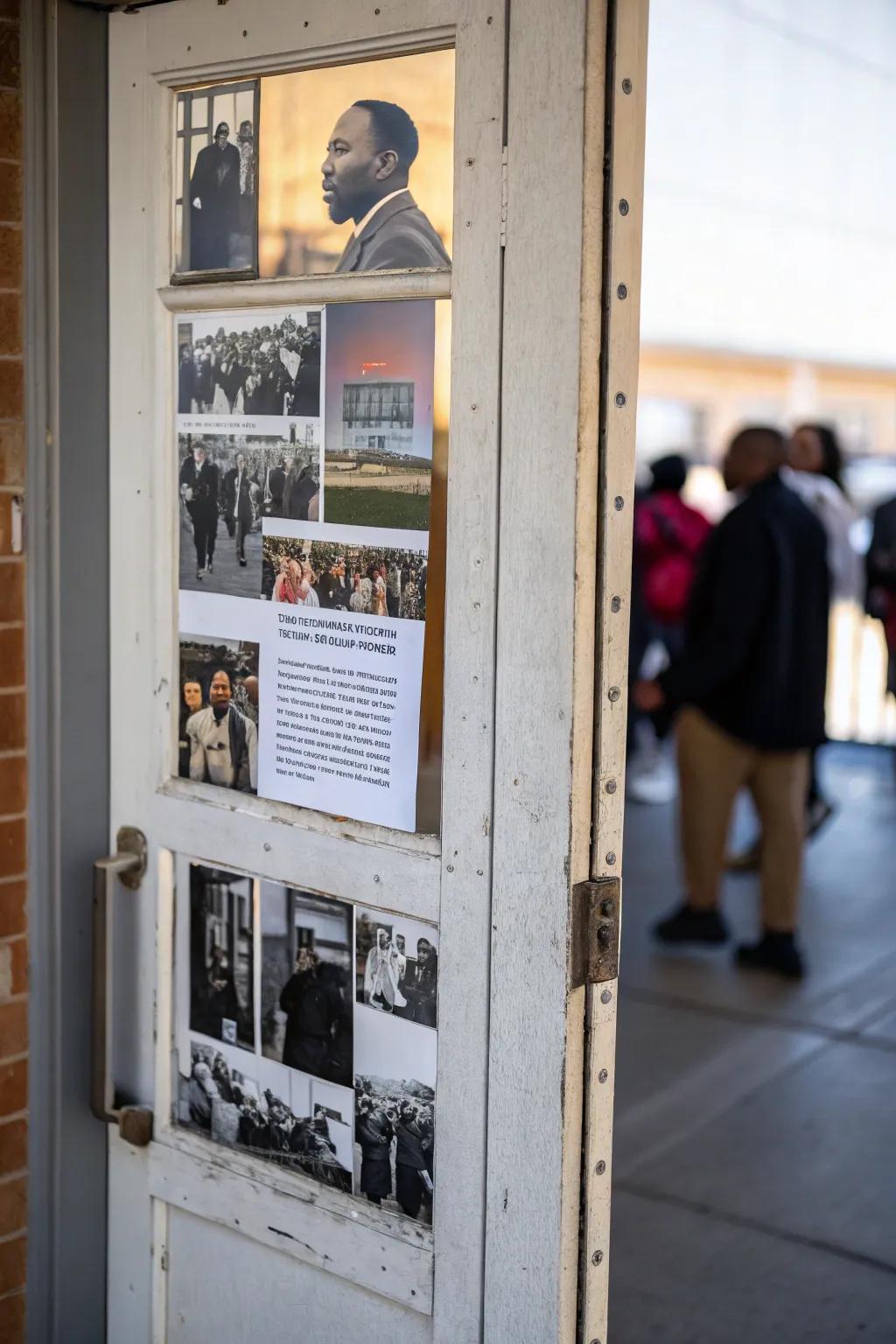 A storyboard-style door telling the graphic story of Black history.