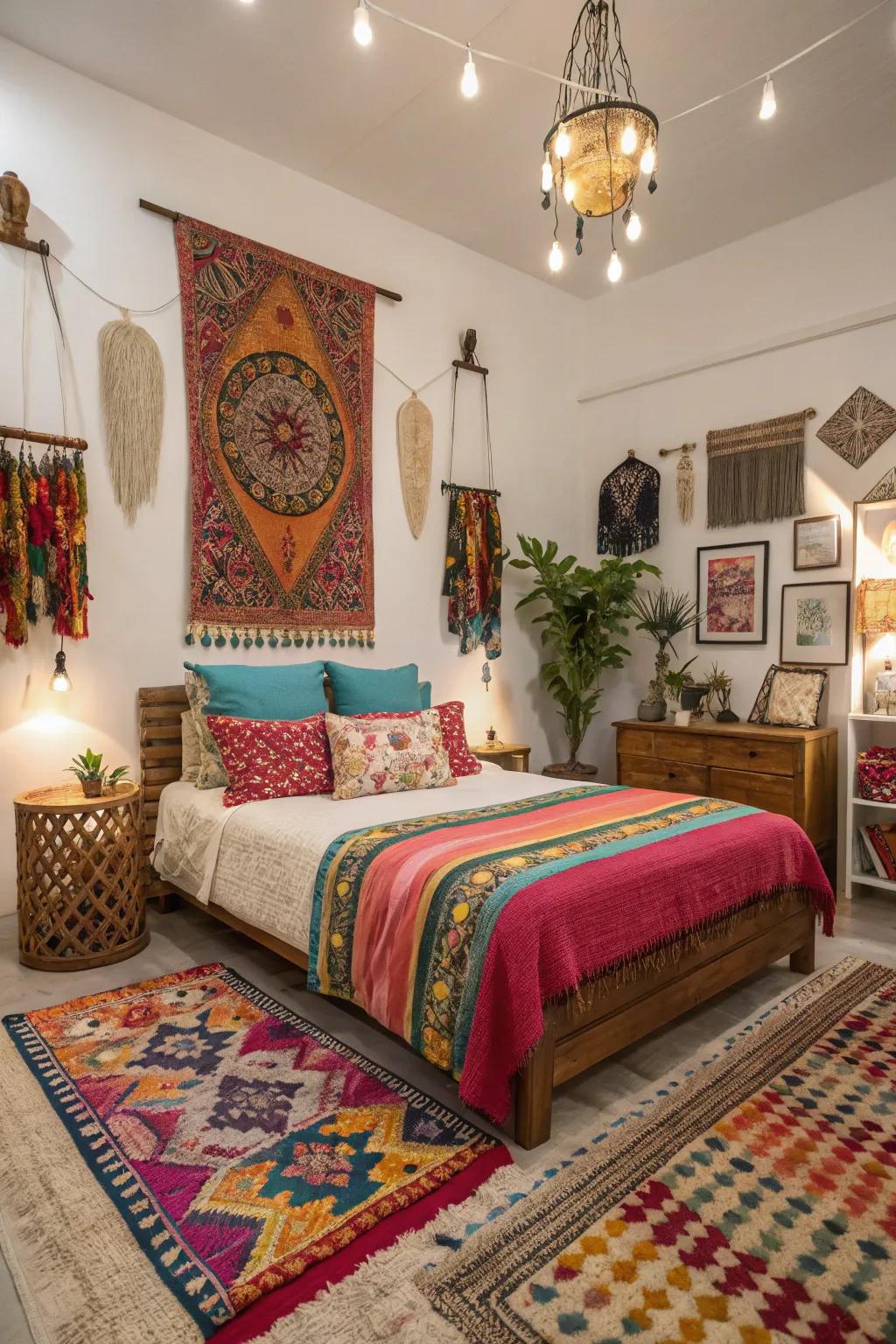 Striking colors infuse bohemian spaces with personality.