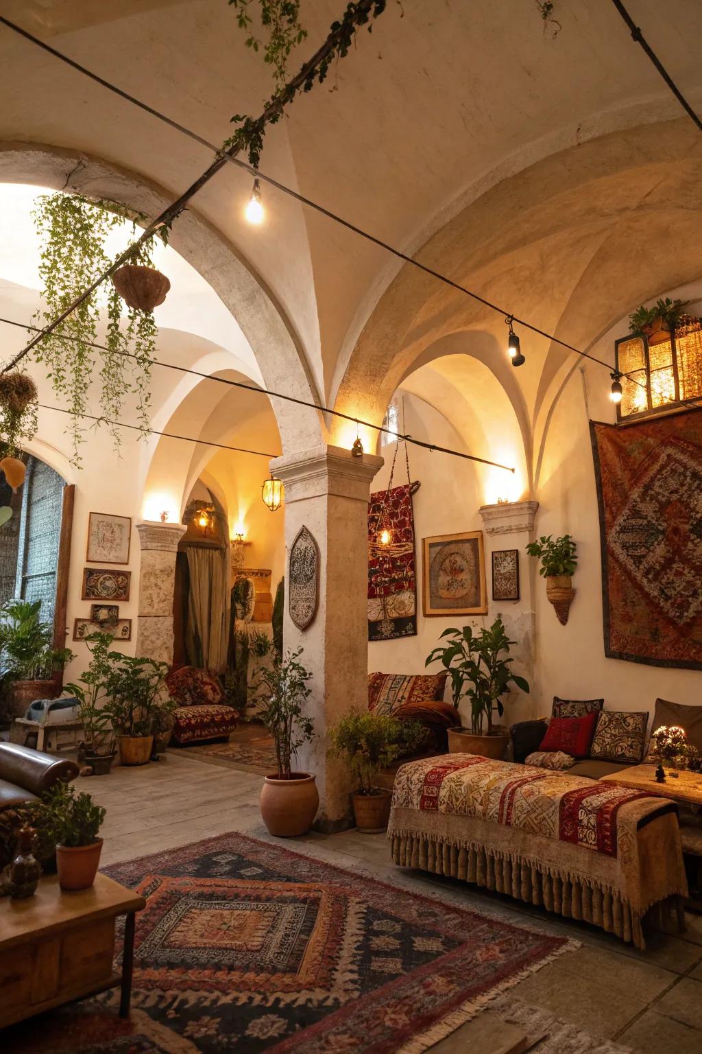 Architectural elements give depth and character to bohemian design.