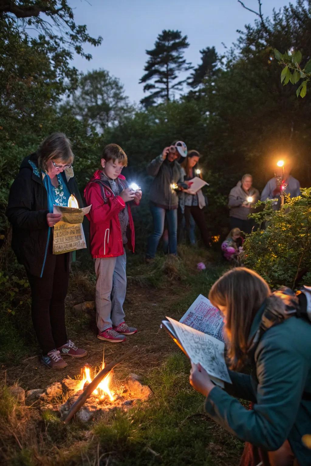 An enjoyable prize hunt encircling the bonfire.