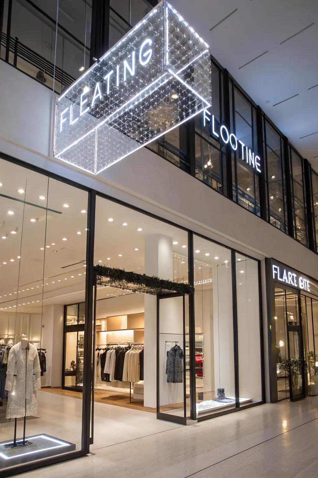 A suspended identifier that grabs attention via its inventive design.