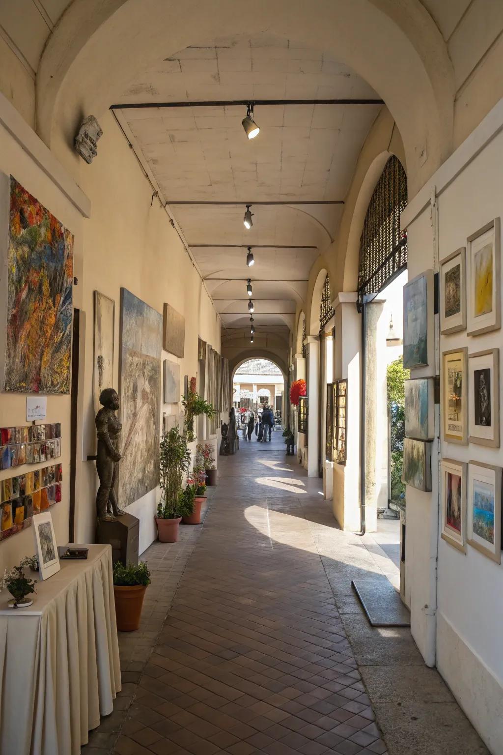 An art gallery walkway breezeway that adds personal expression and cultural richness.