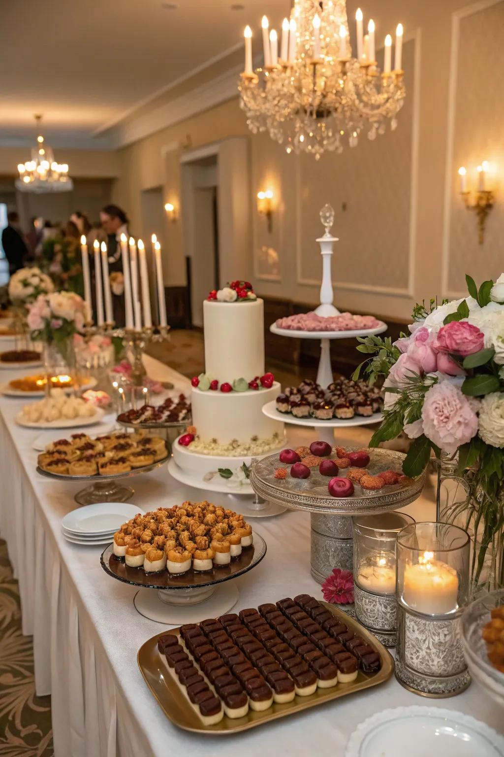 A dessert section enhances the sweetness of your buffet.