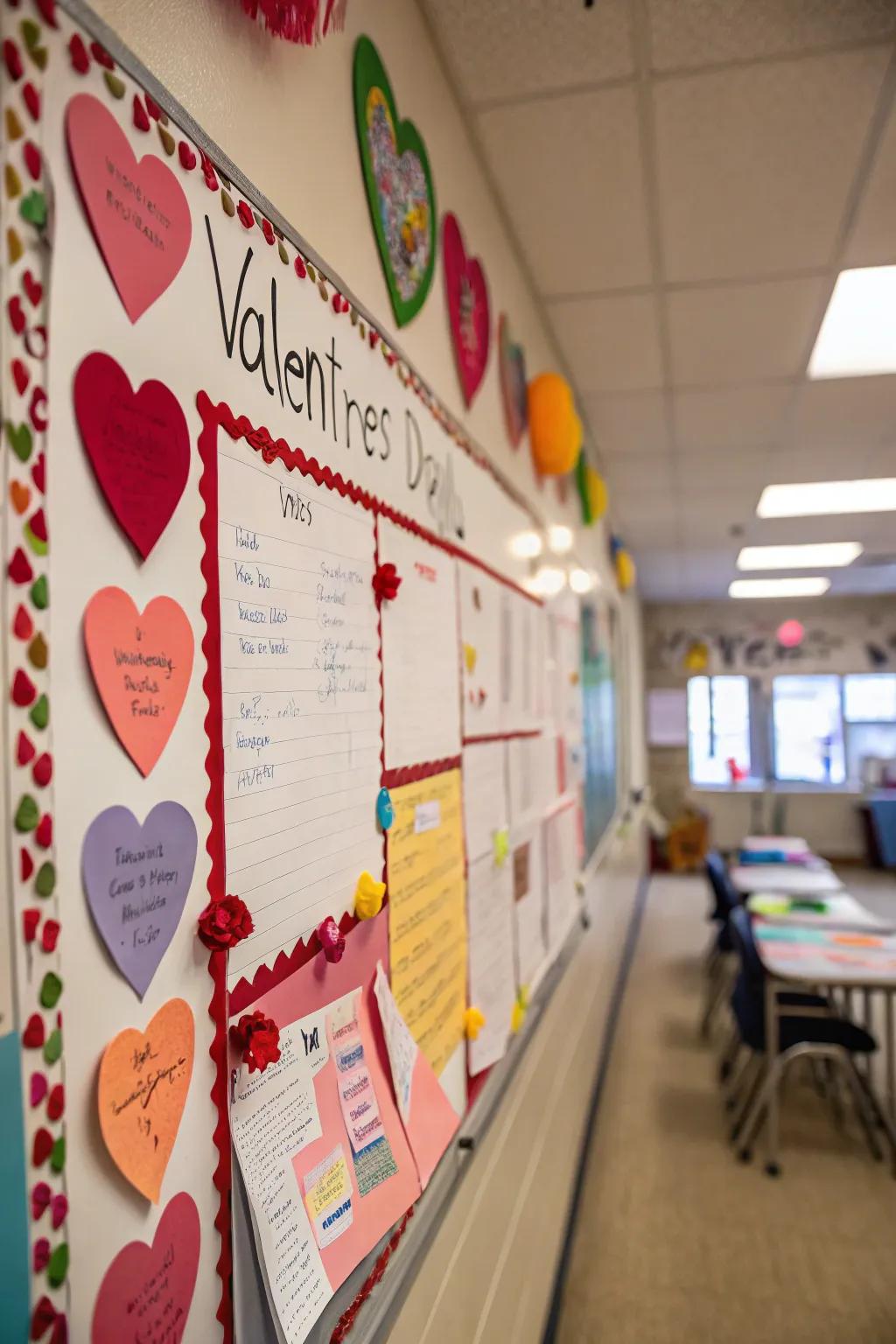 A segment dedicated to Valentine's Day aims featured on the display board.