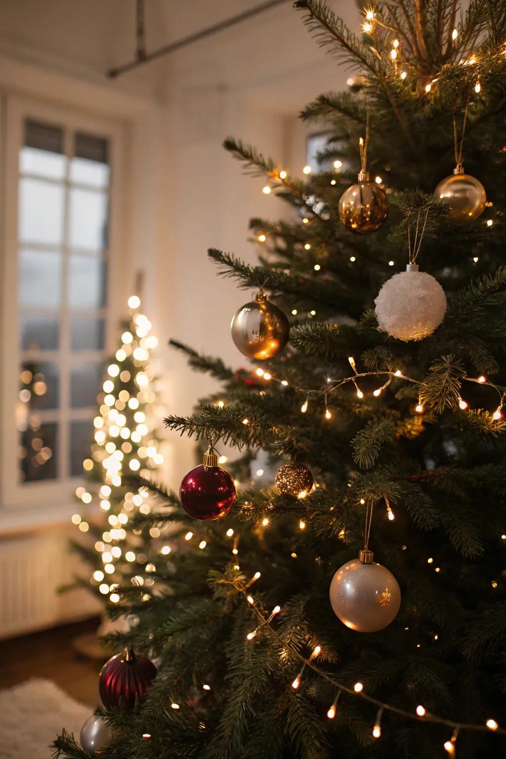 Intentional illumination enhances the tree's features.