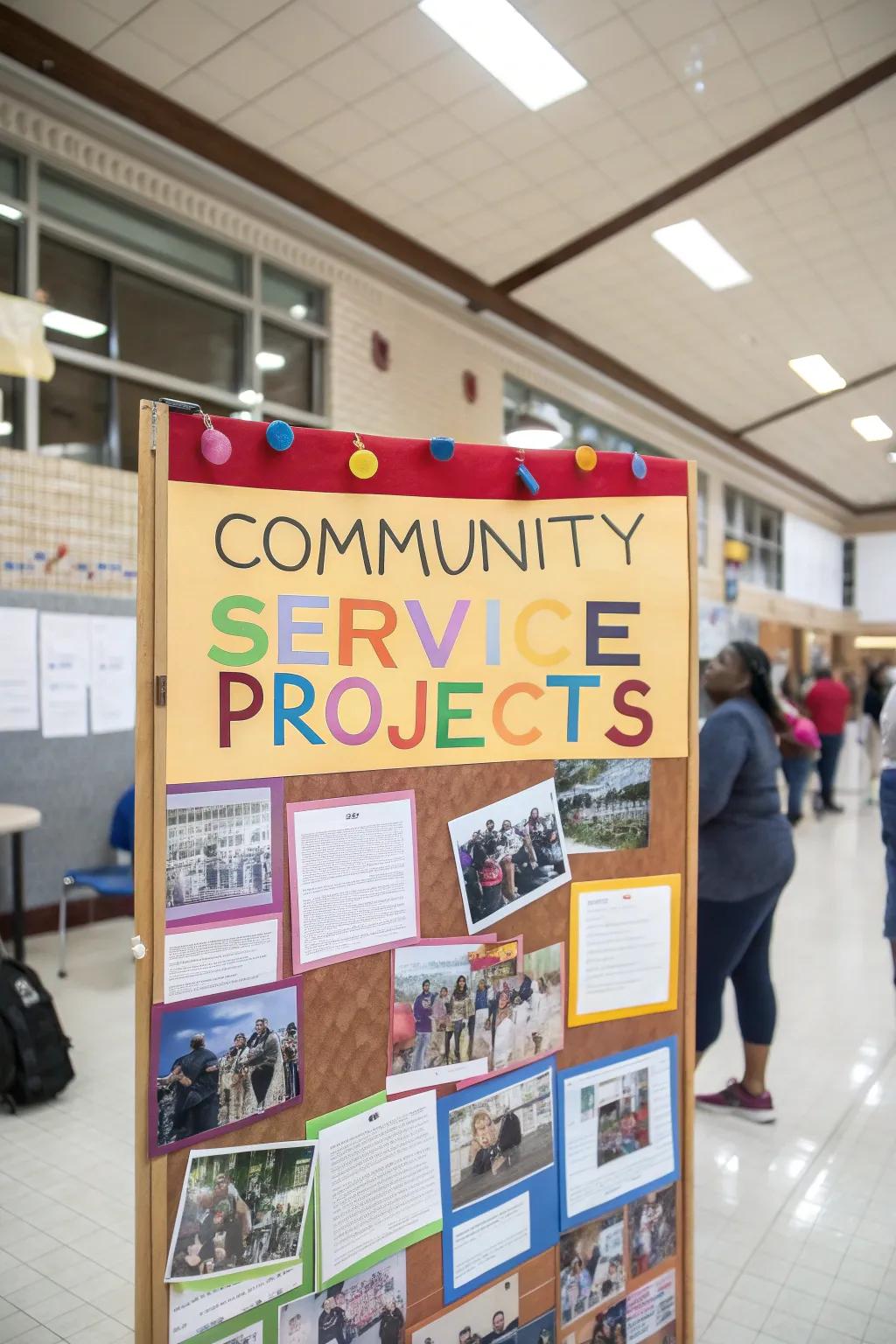 A community service board inspiring student involvement.