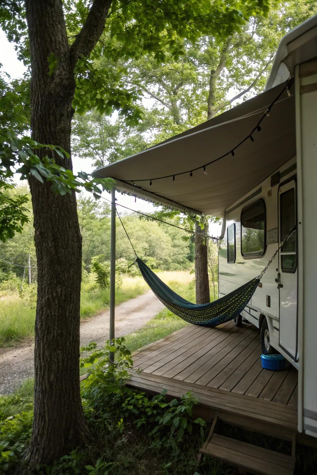 An adaptable hammock presenting a serene escape on the porch.