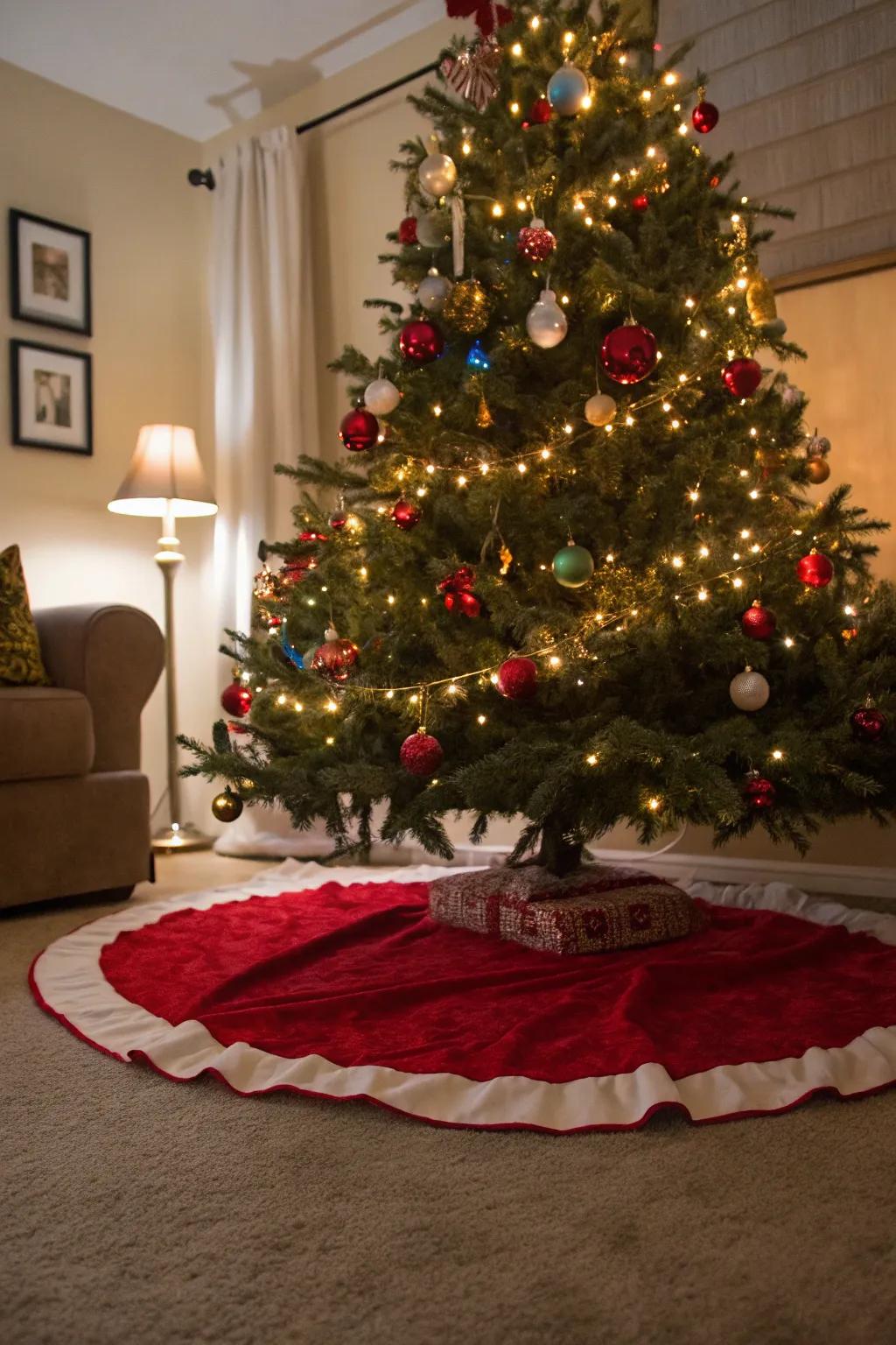 A ornamental tree cover or cuff completes the sweet stripe look.