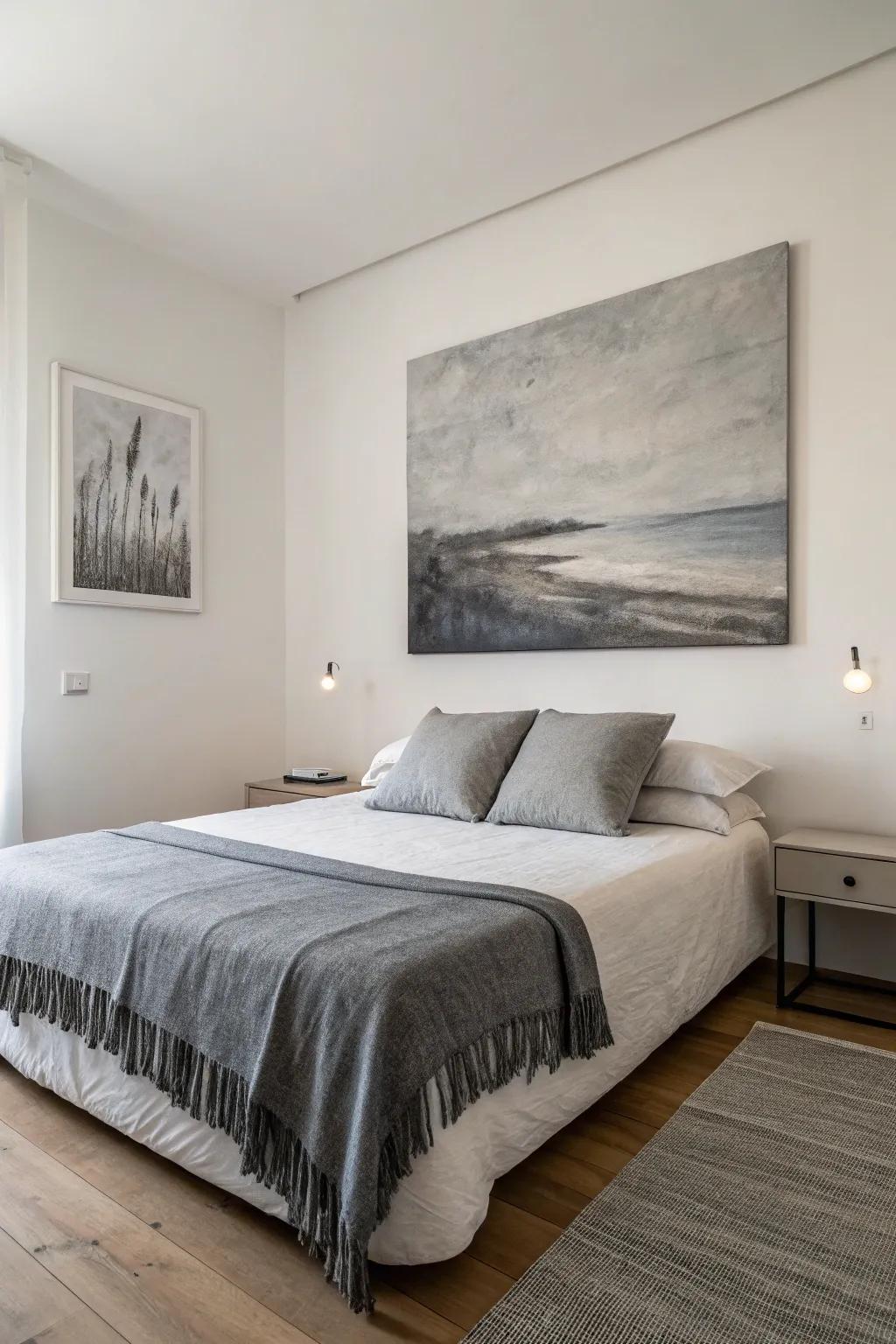 Achieve understated elegance through monochrome artwork.