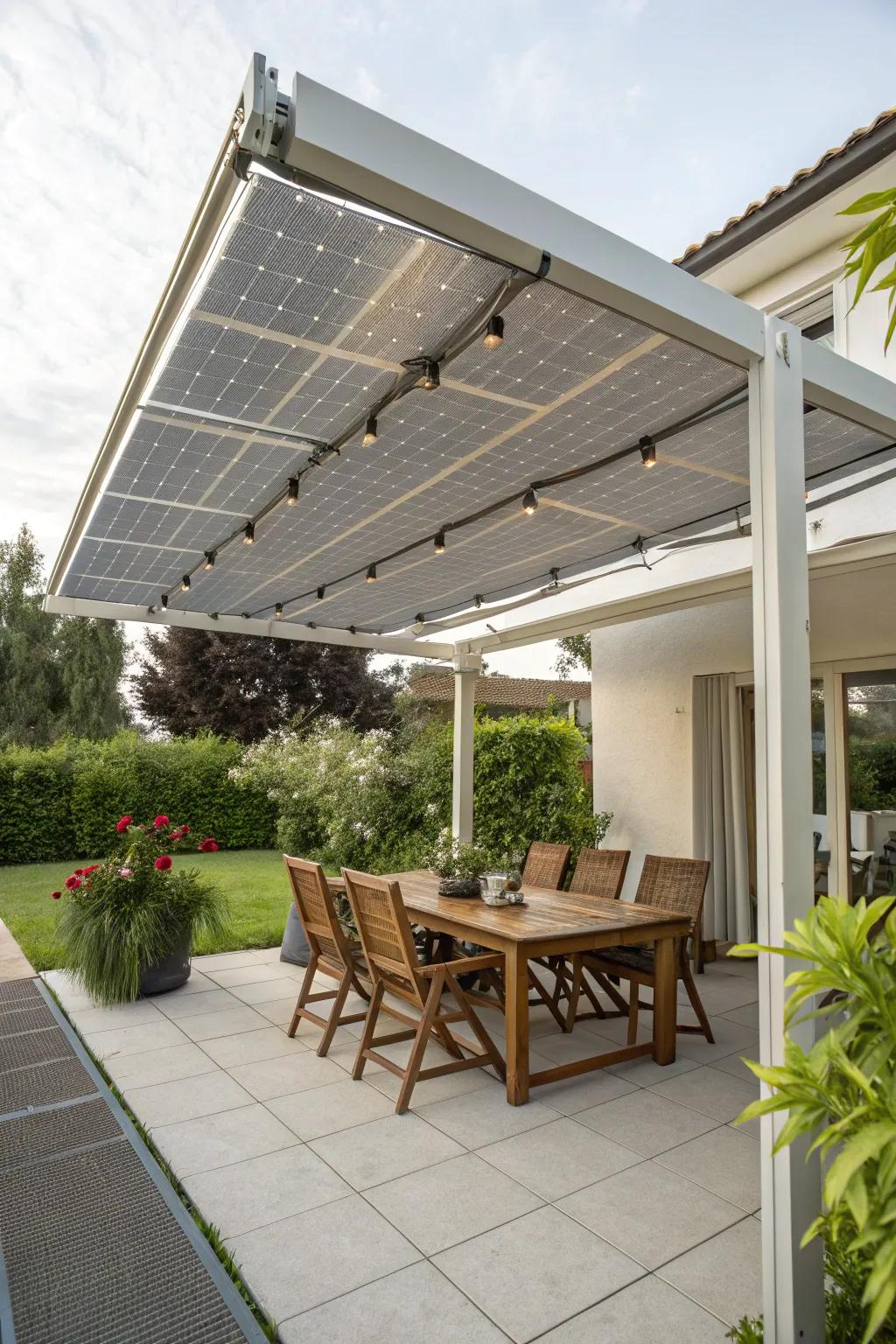 Solar-powered fabric covers blend style with sustainability.