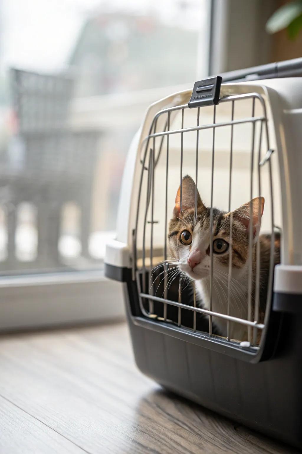 A viewing portal enables your cat to securely appreciate the outside world.