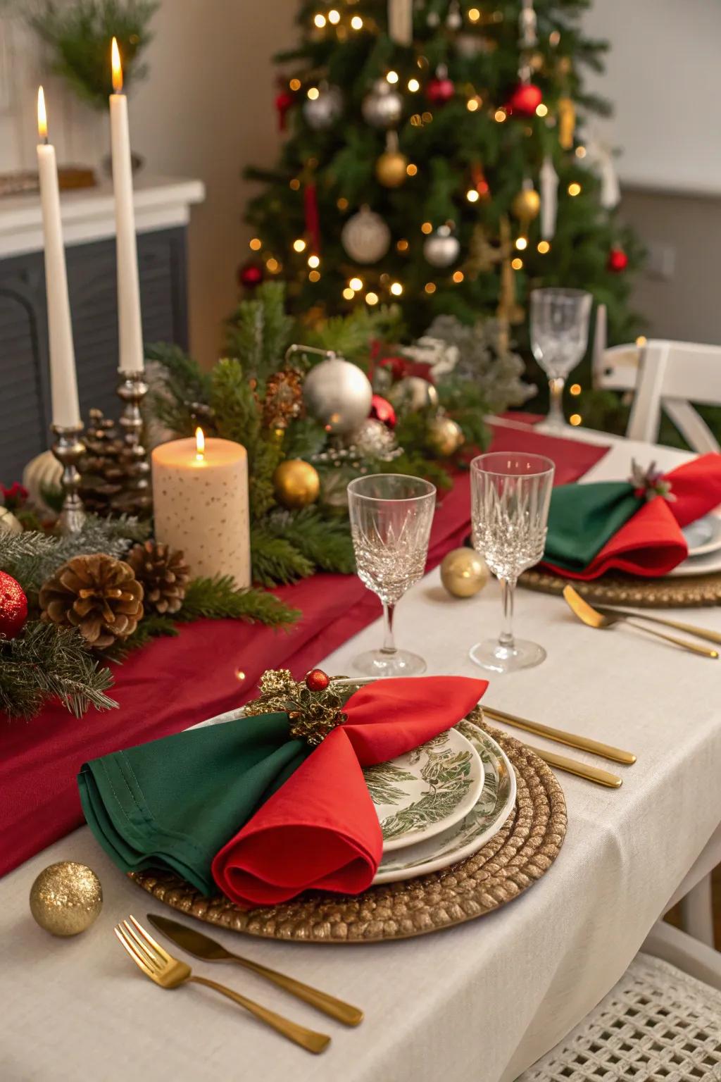 Textile napkins lend a splash of color.