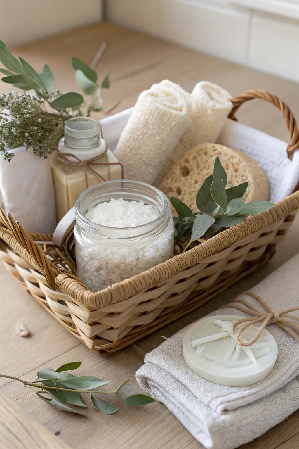 Indulge in serenity with a home wellness set that embraces natural beauty and effortless flair.