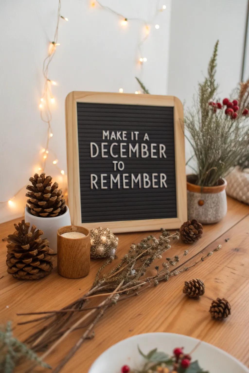 A message board promoting meaningful recollections and eco-aware festivities.