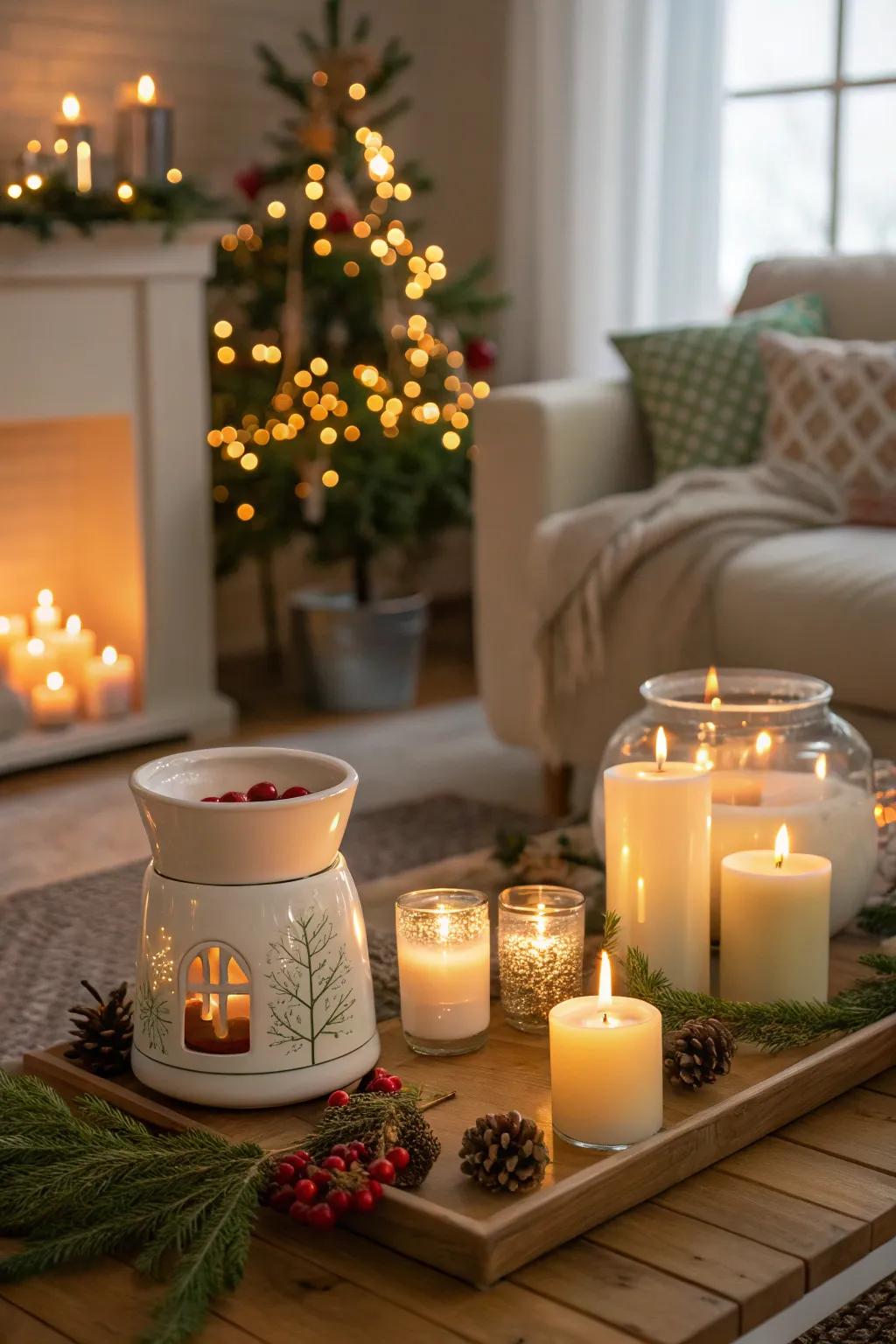 Invigorate your scene with the welcoming fragrance of cinnamon and pine.