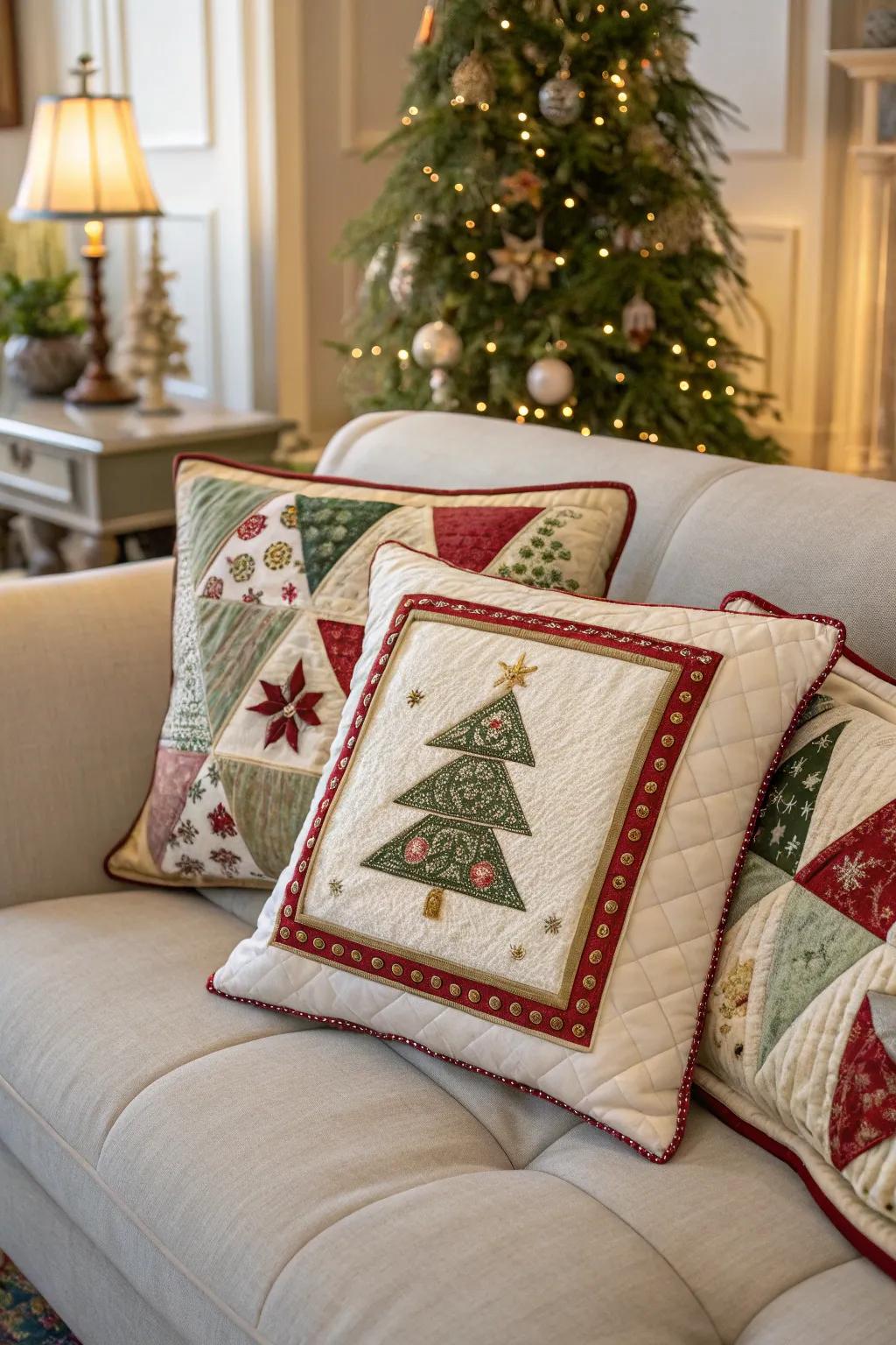Quilted refinement introducing warmth to the festive decorations.