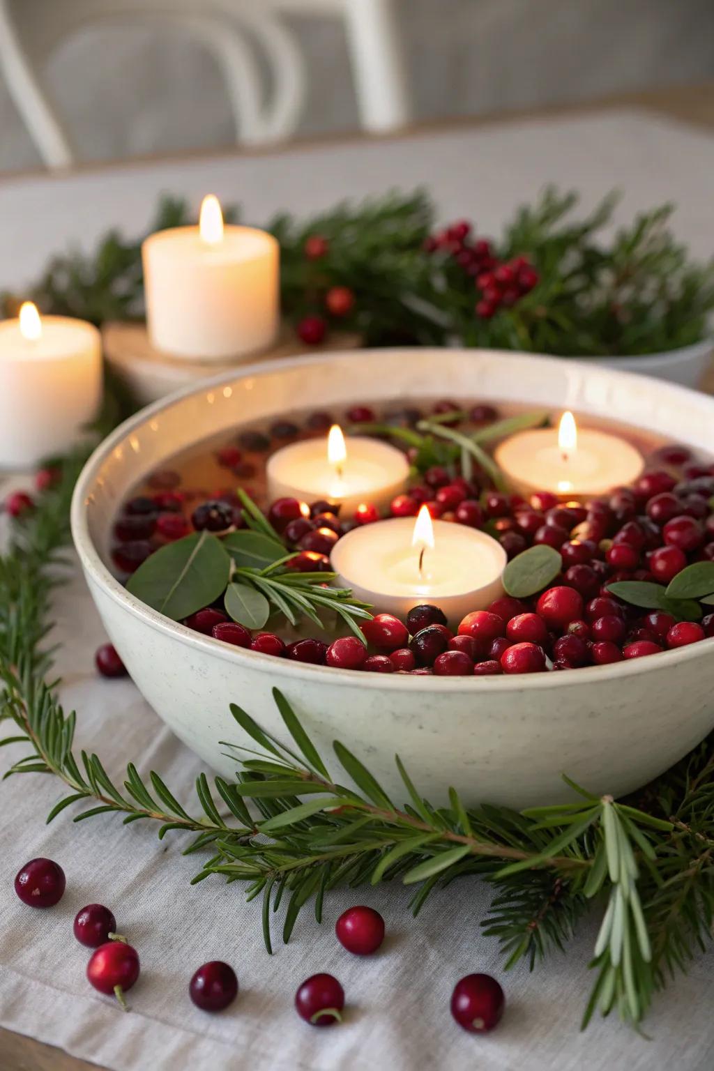Floating candles fashion a magical, enchanting centerpiece.