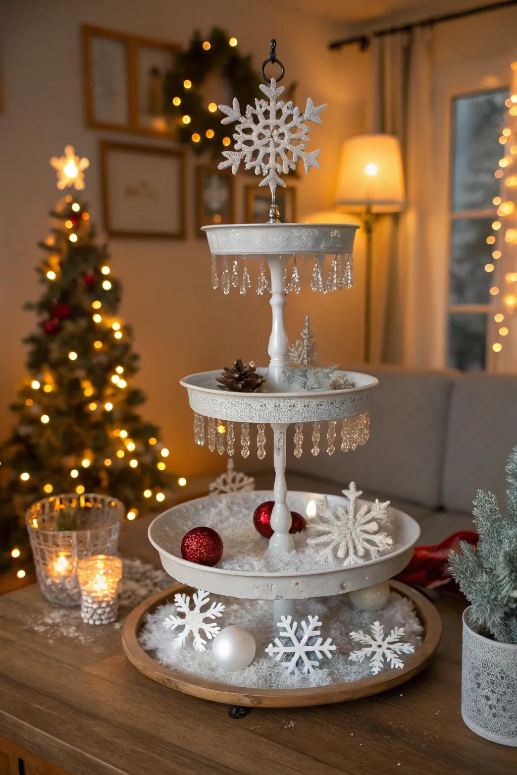 A dazzling snowy paradise on a multi-level display.