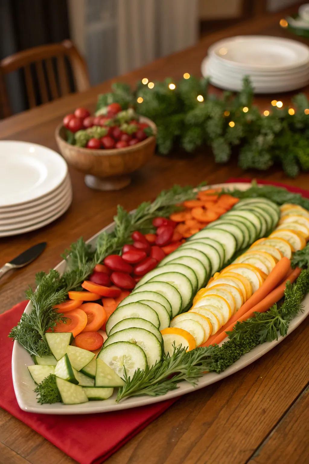 A celebratory garland veggie composition for a sophisticated element.
