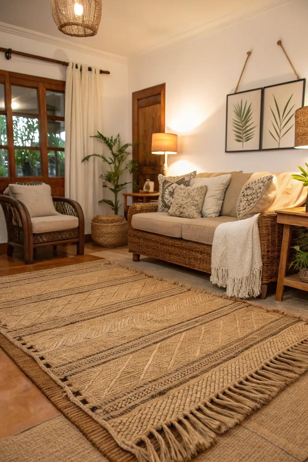 Soft floor coverings add texture and warmth to coastal décor.