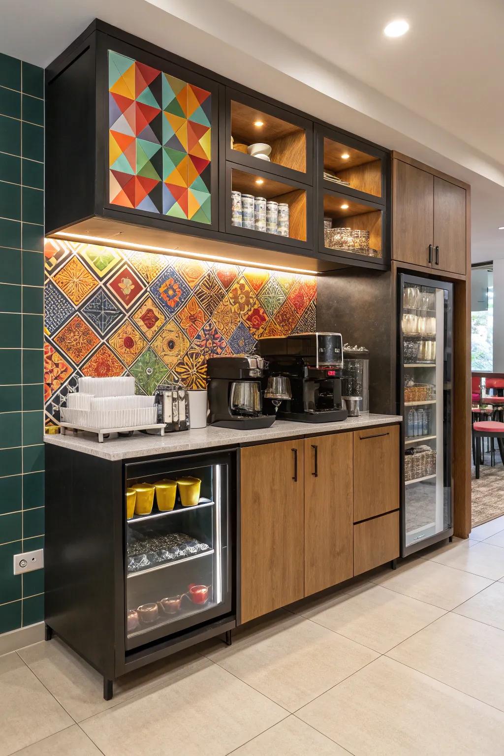 A striking backsplash that generates a prominent visual impact.