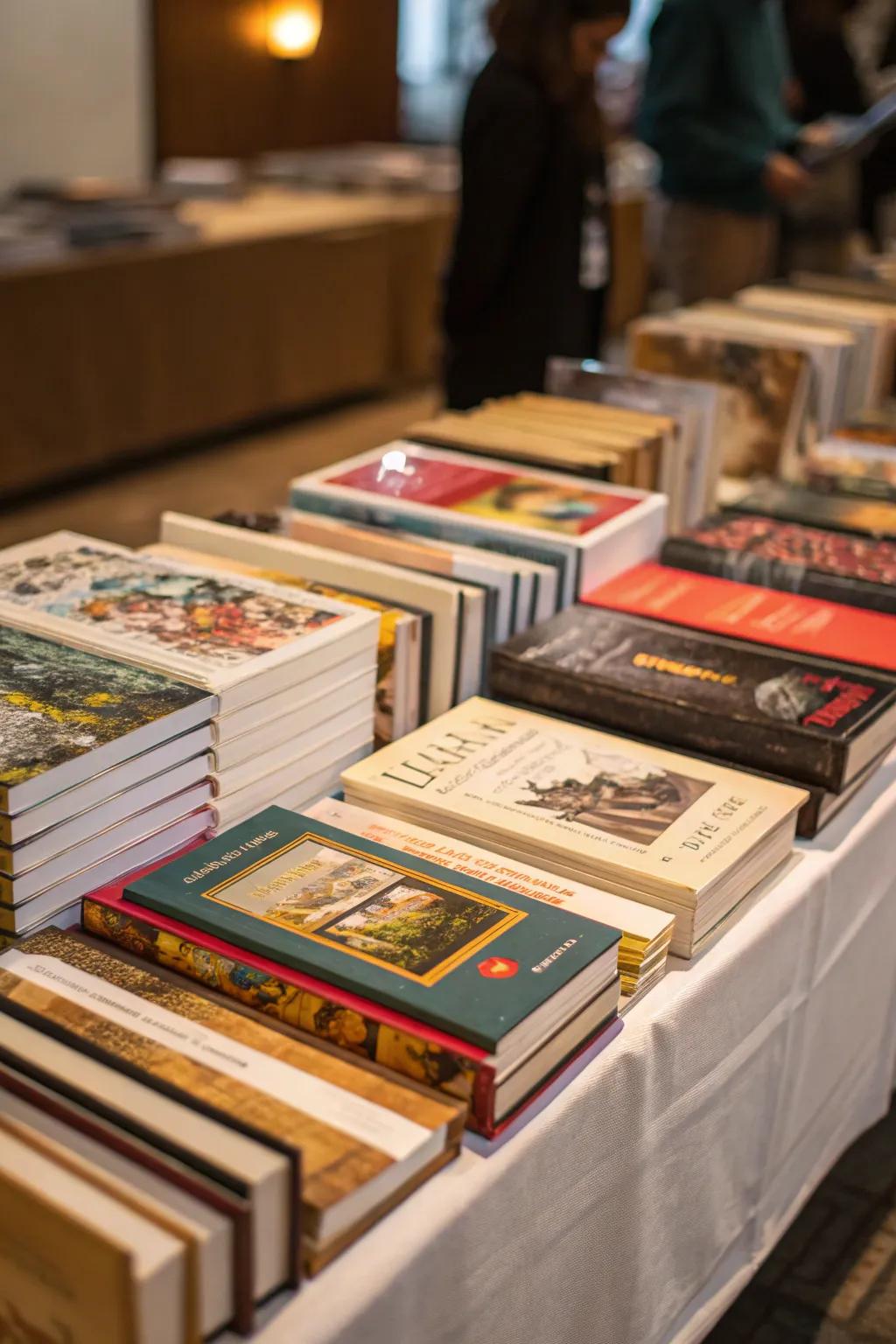 A thematic compilation of books serves as a conduit for conveying a narrative through the medium of your design aesthetic.