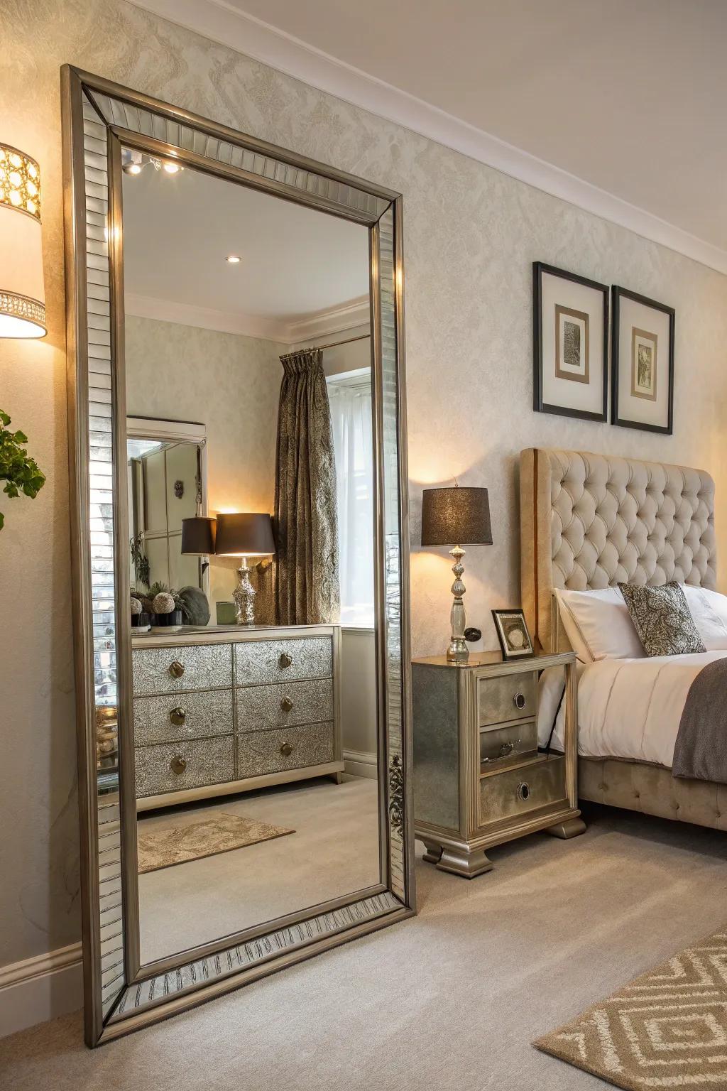 Illuminating facets bring light and a touch of elegance to this bedroom.