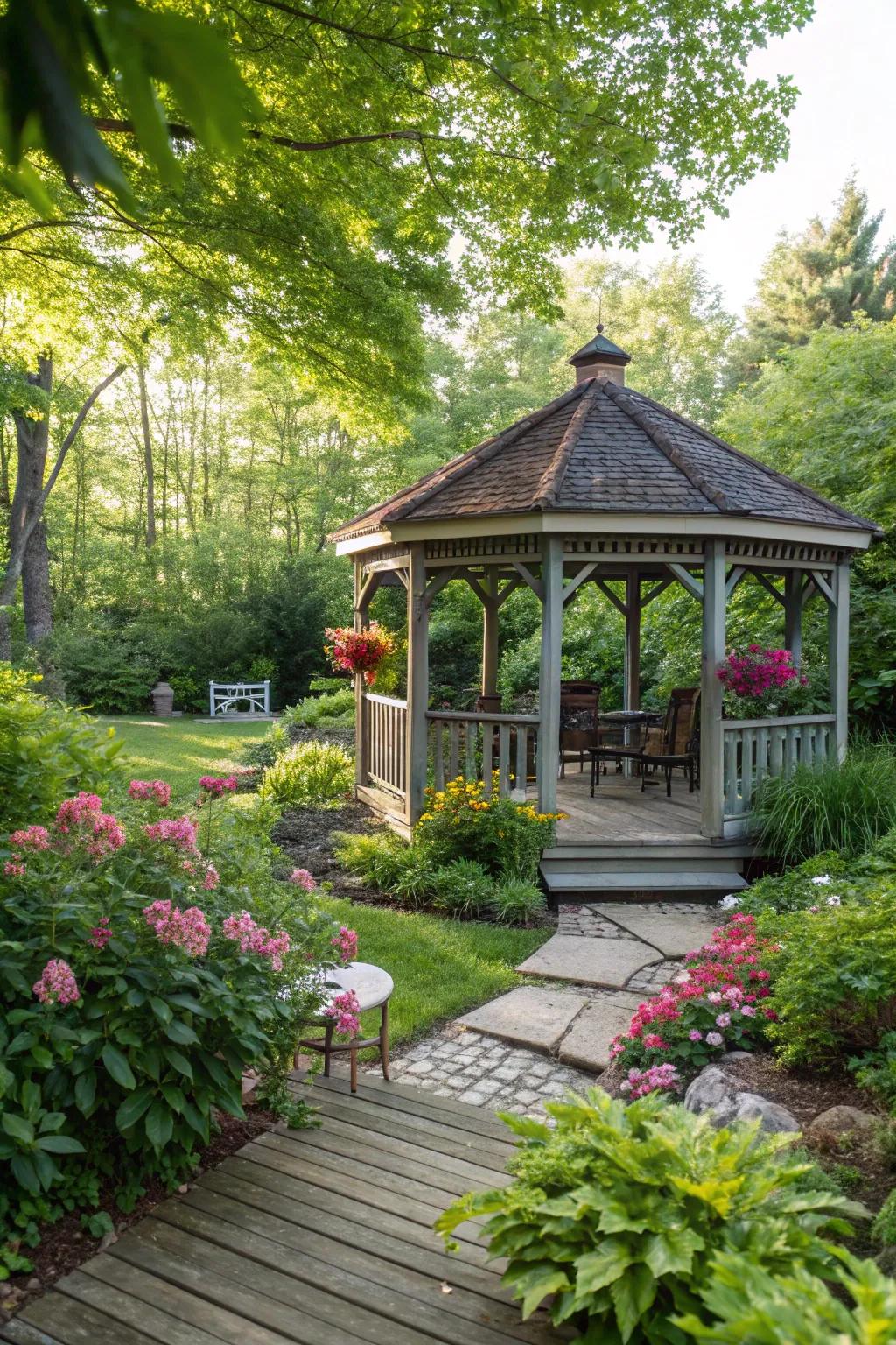 Shelters provide a shaded hideaway and expand your living area outdoors.