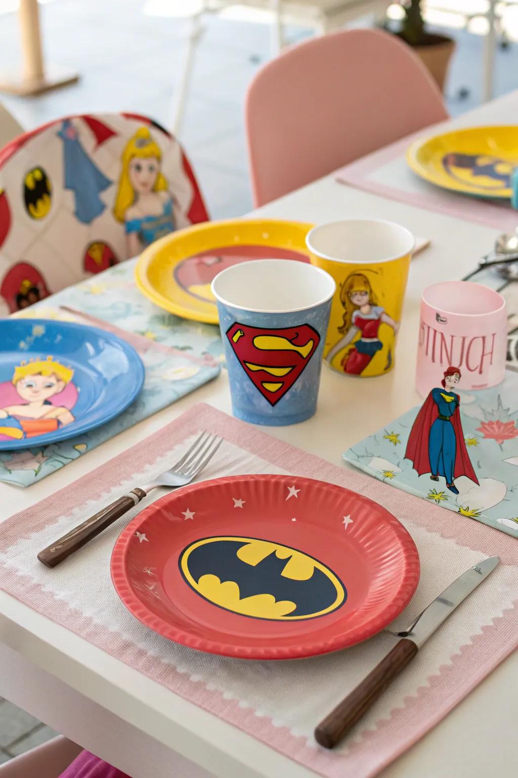 A creative table setting blending various themes.