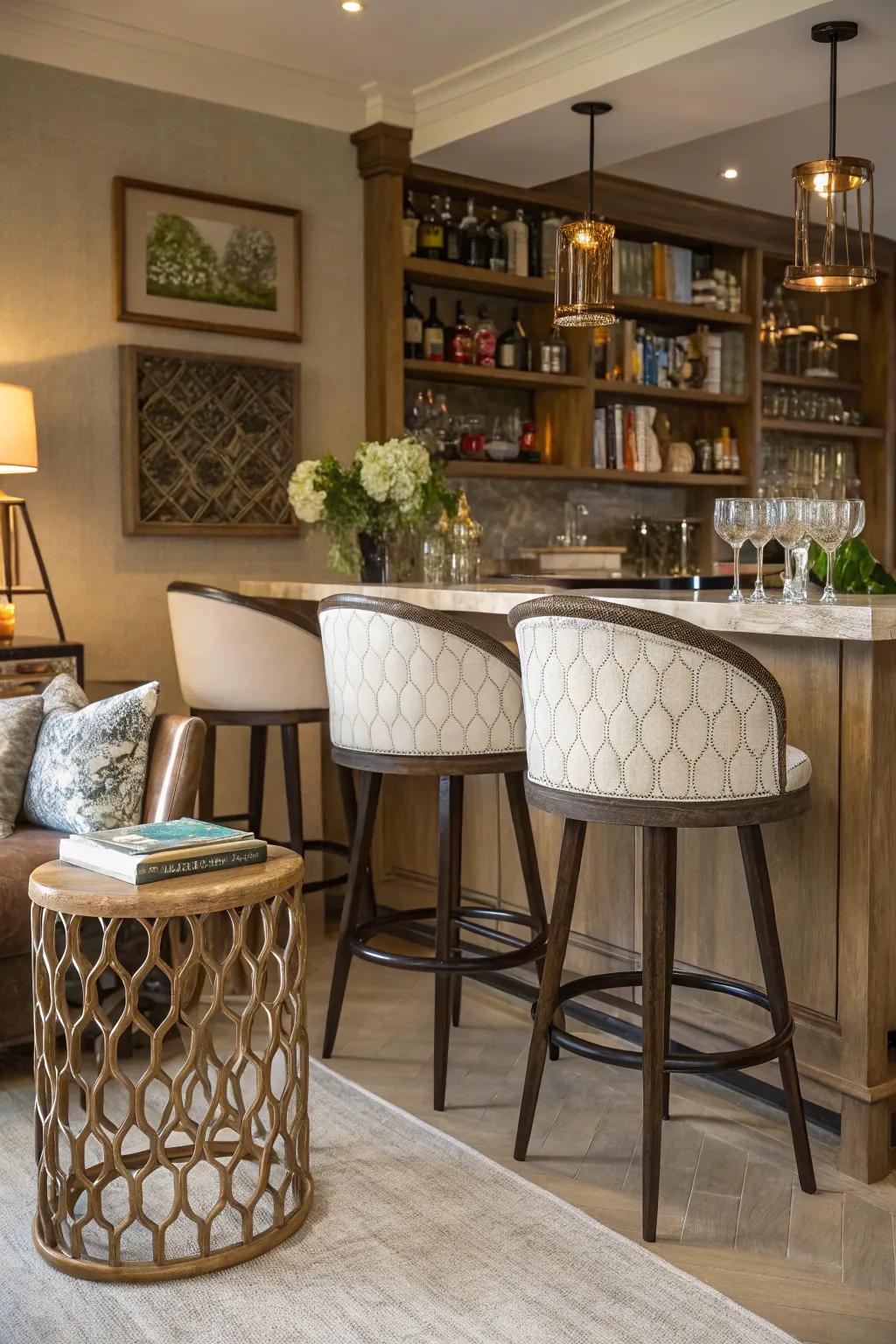 Let your seating be the highlight with unique bar stools.