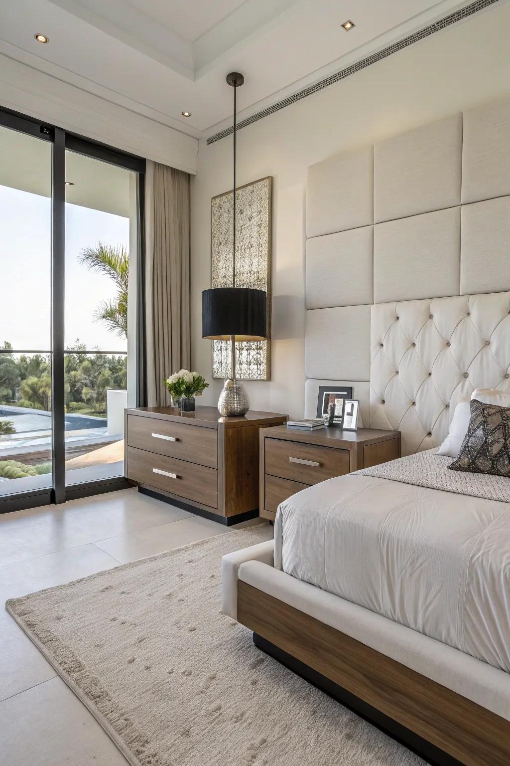 Elevated furniture adds sleekness and creates more open floor space.