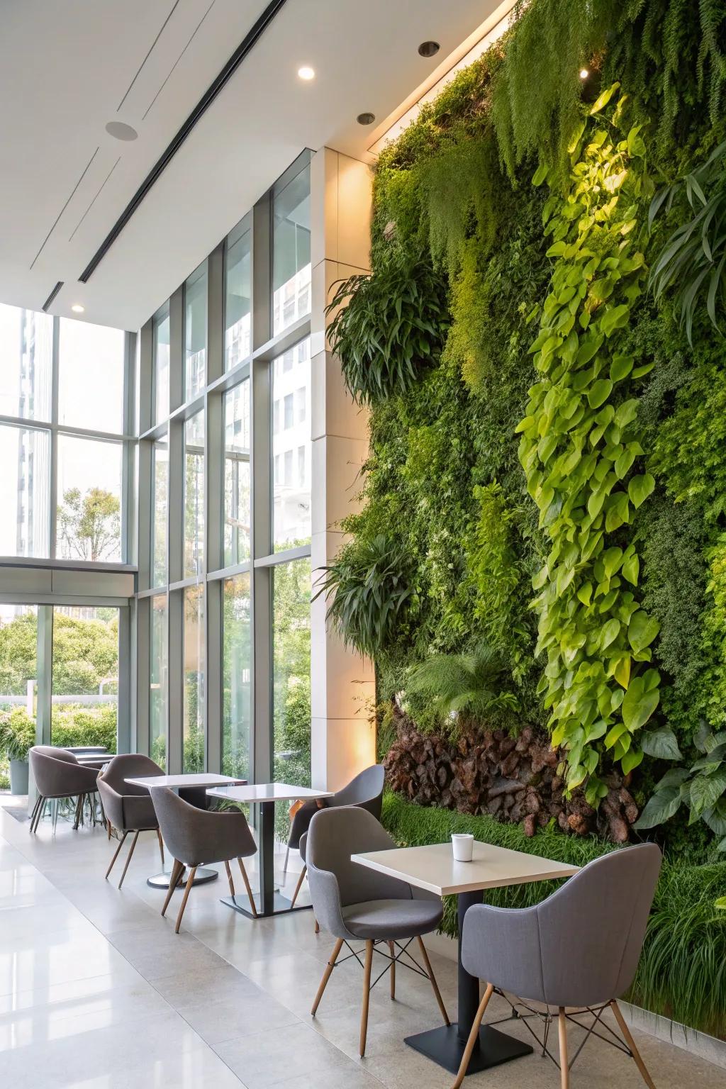Welcome nature inside with vertical gardens.