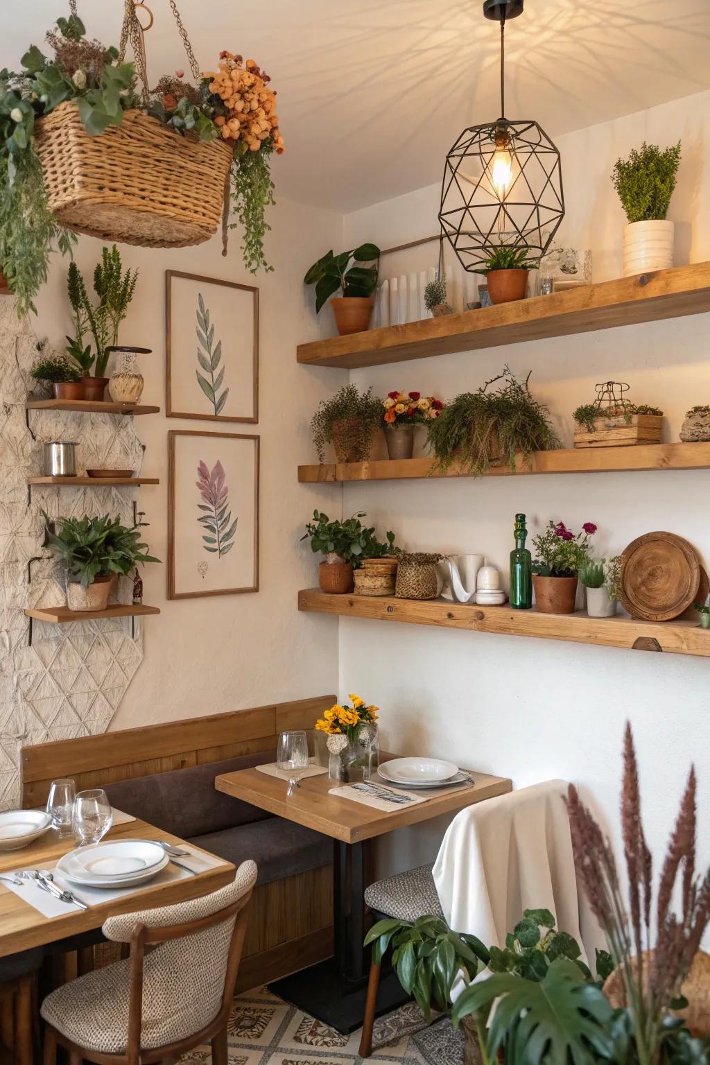 Natural features bring serenity and grounding to your dining area.