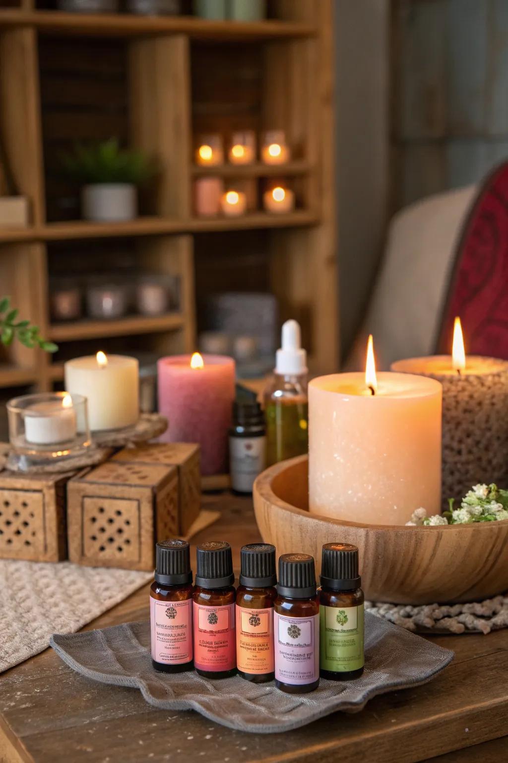 Scented elements enrich the cozy ambiance with pleasant aromas.