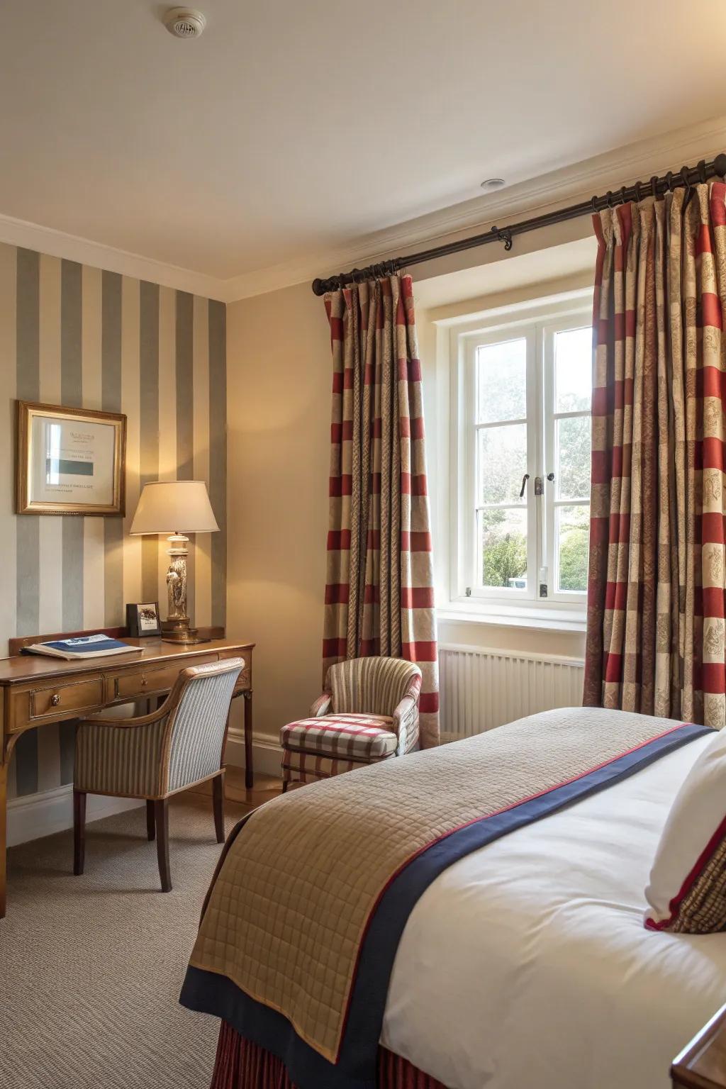 Dramatic bands enrich a room's visual intrigue.