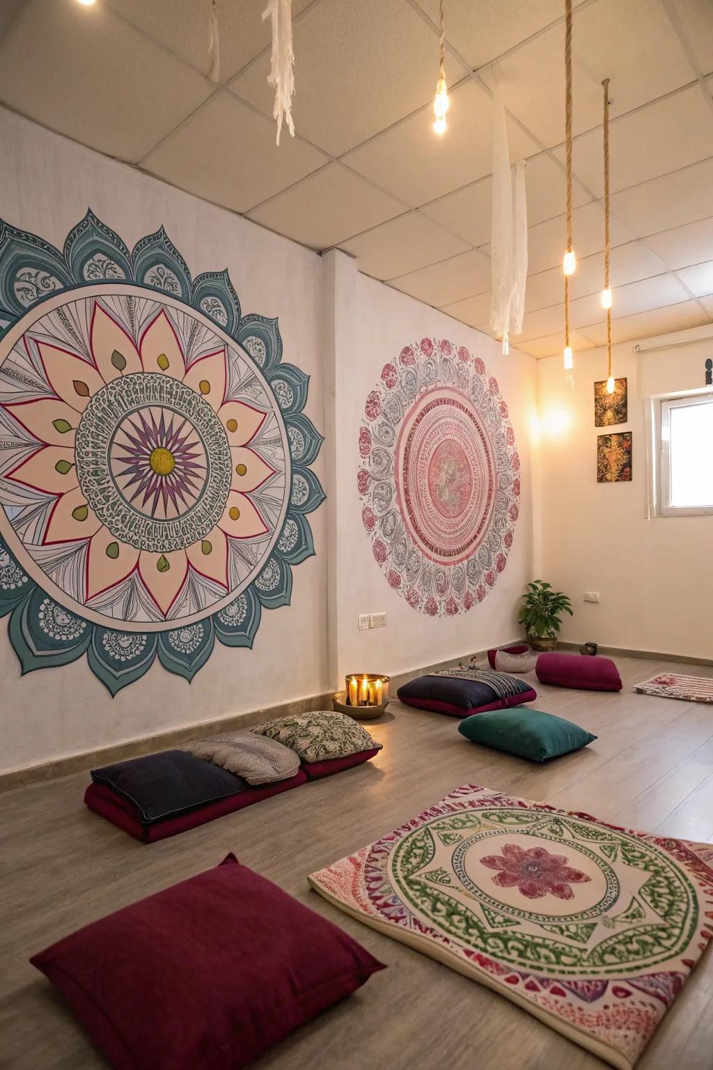 Magical mandalas add peace and balance to a meditation space.