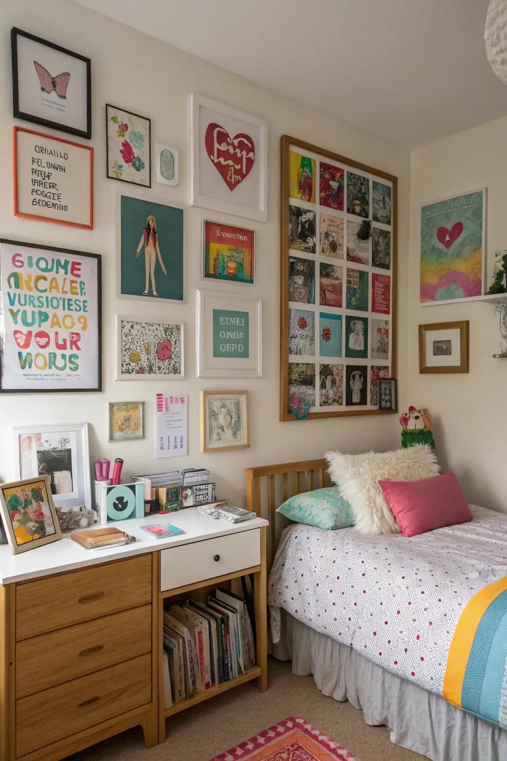 A design wall in a teen room for artistic expression.