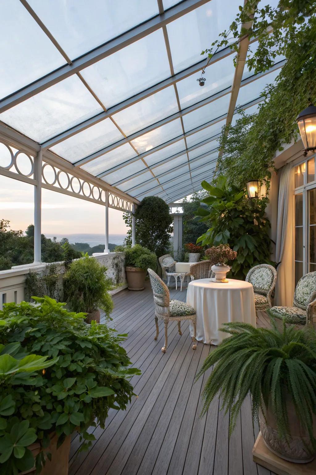 A glass roof makes the sky feel closer to your deck.