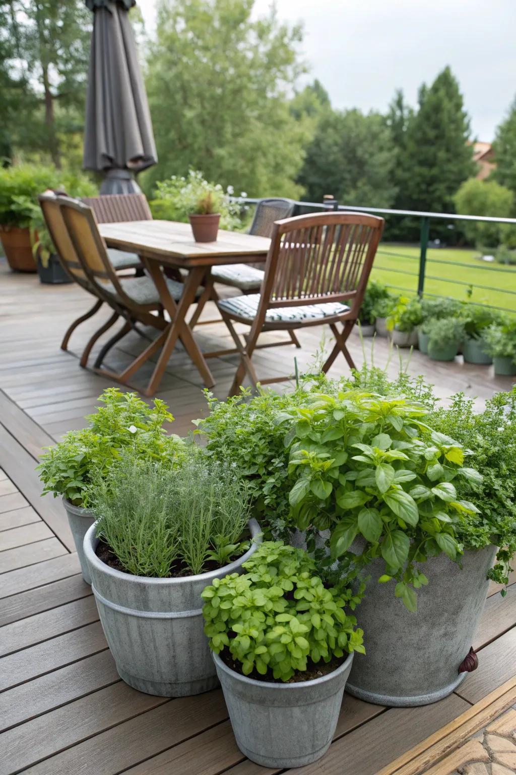 An herb garden close at hand enhances your culinary creations.