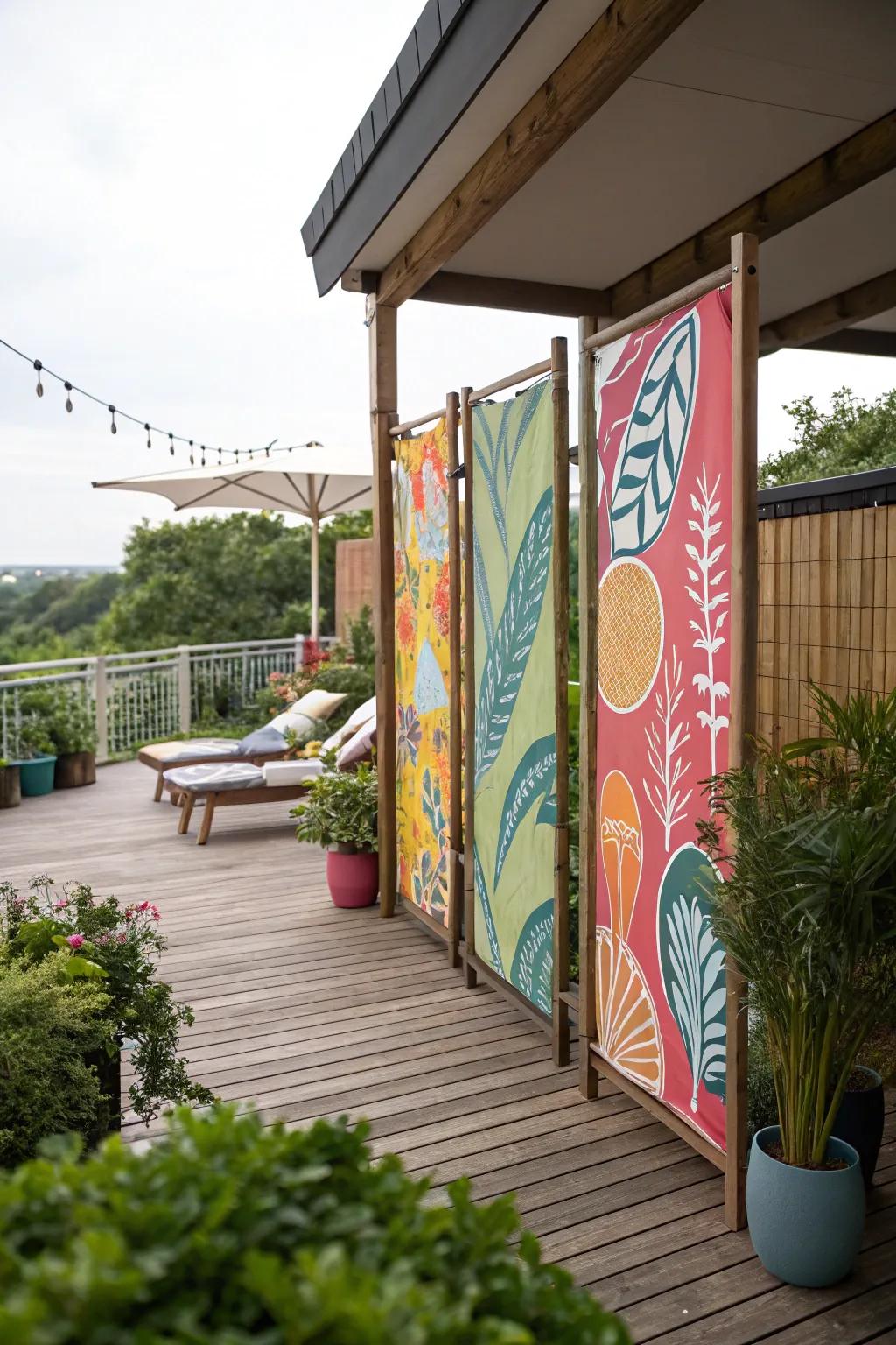 Introduce color and seclusion with canvas panels.