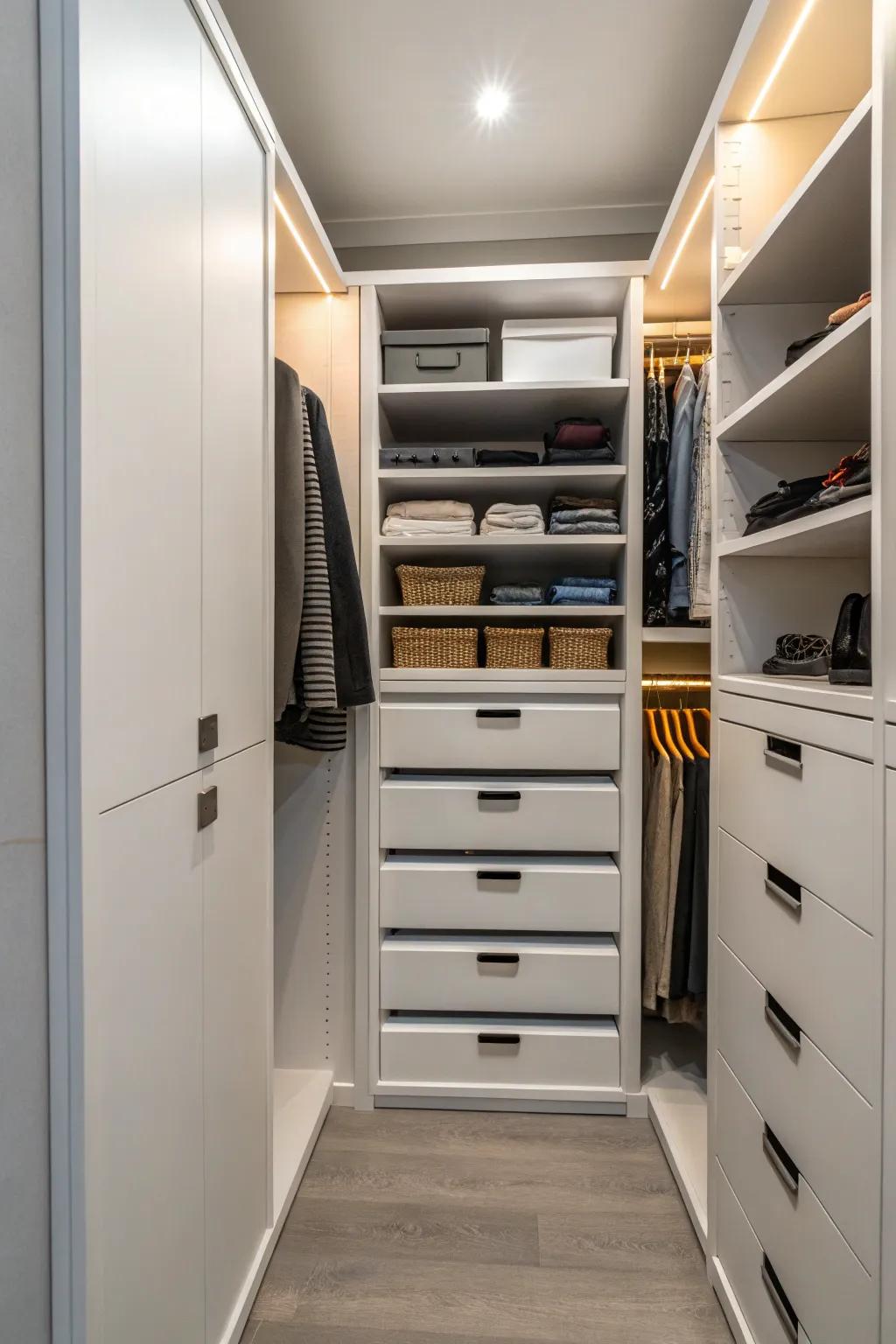 Maximize storage with a useful drawer setup.