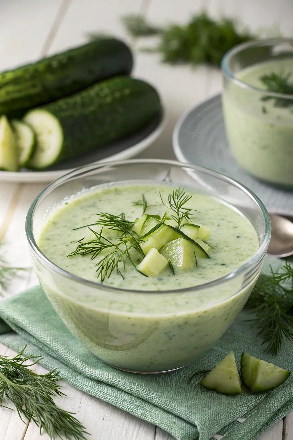 Cool down with a bowl of revitalizing chilled green soup.