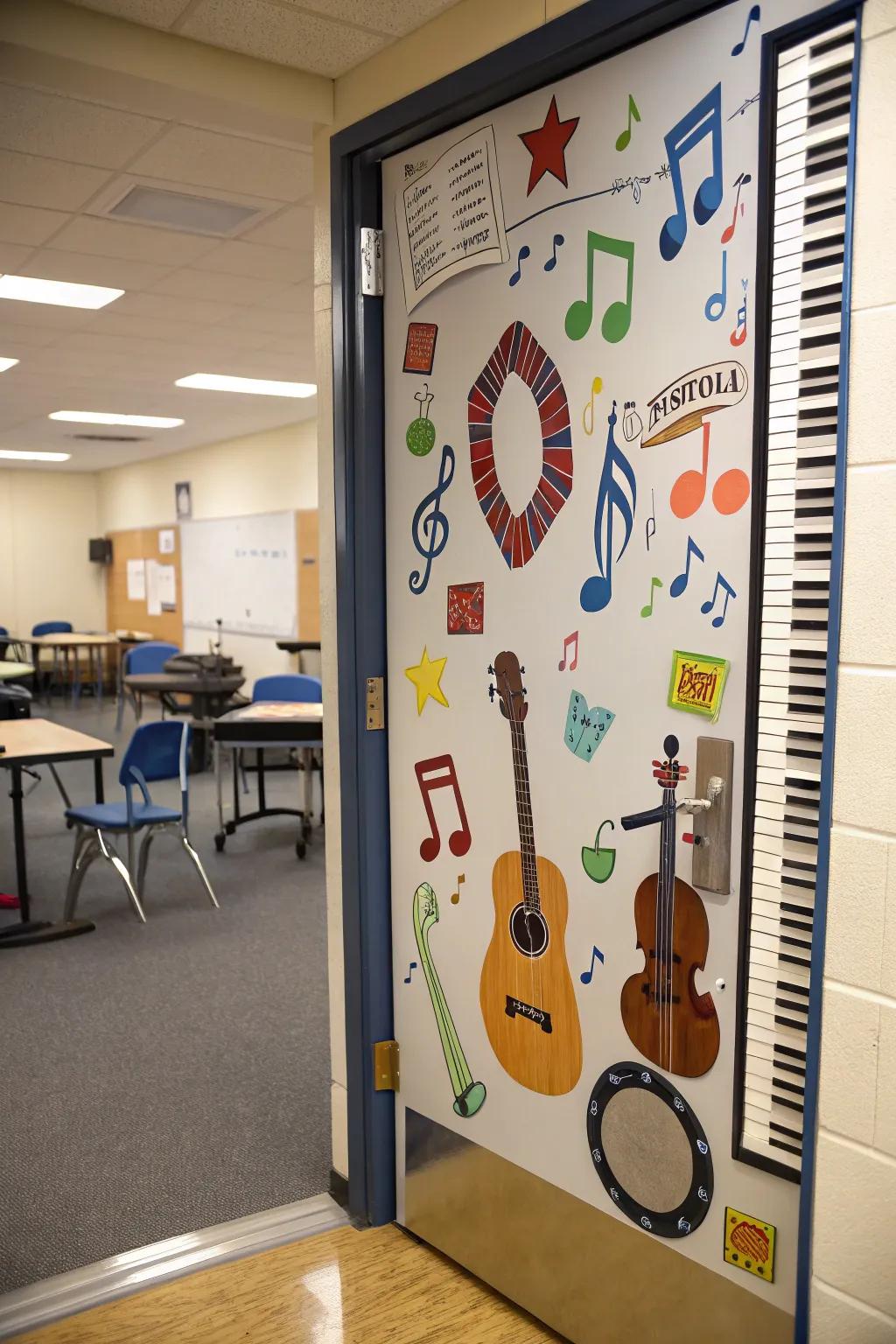 A music-themed doorway that strikes a chord with pupils.