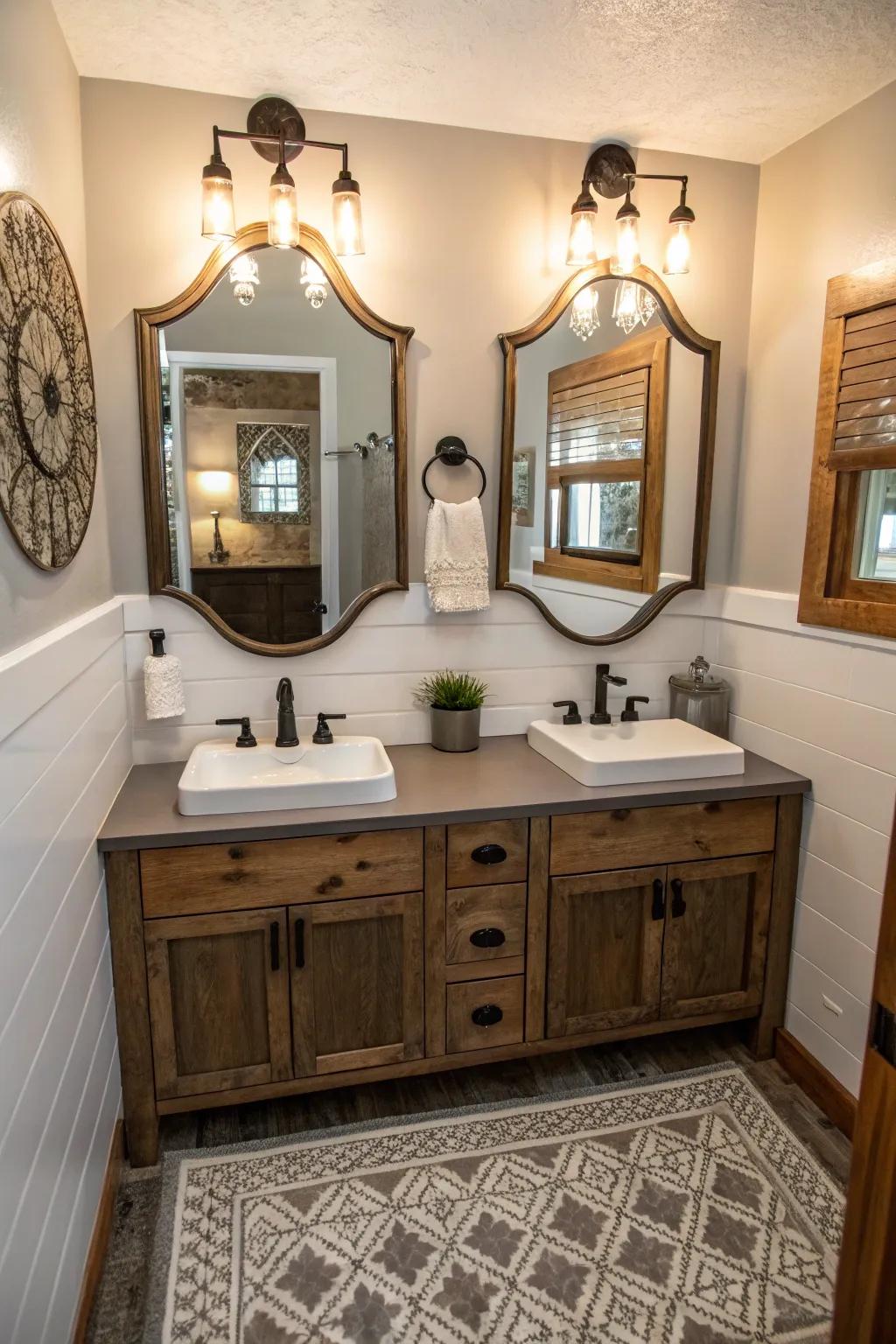 Unique mirror styles create visual interest.