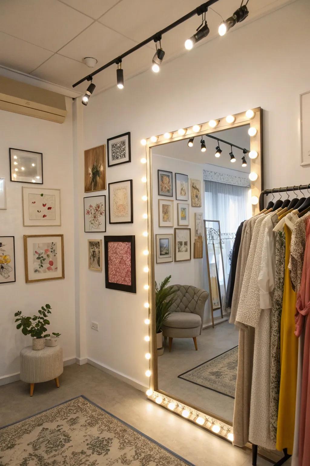 A showpiece wall highlighted by graphic art injects both depth and individual flair.