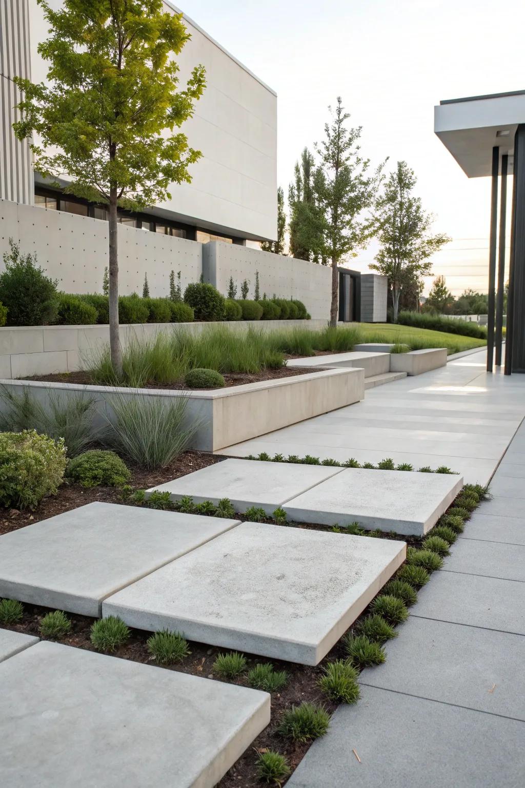 Minimalist concrete slabs offering a contemporary touch.